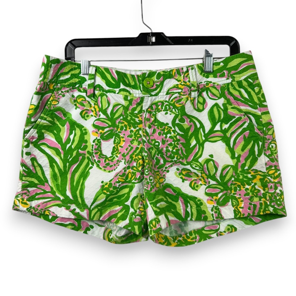 Lilly Pulitzer Callahan Short Women 8 Green Pink Floral Preppy Resort Palm Beach